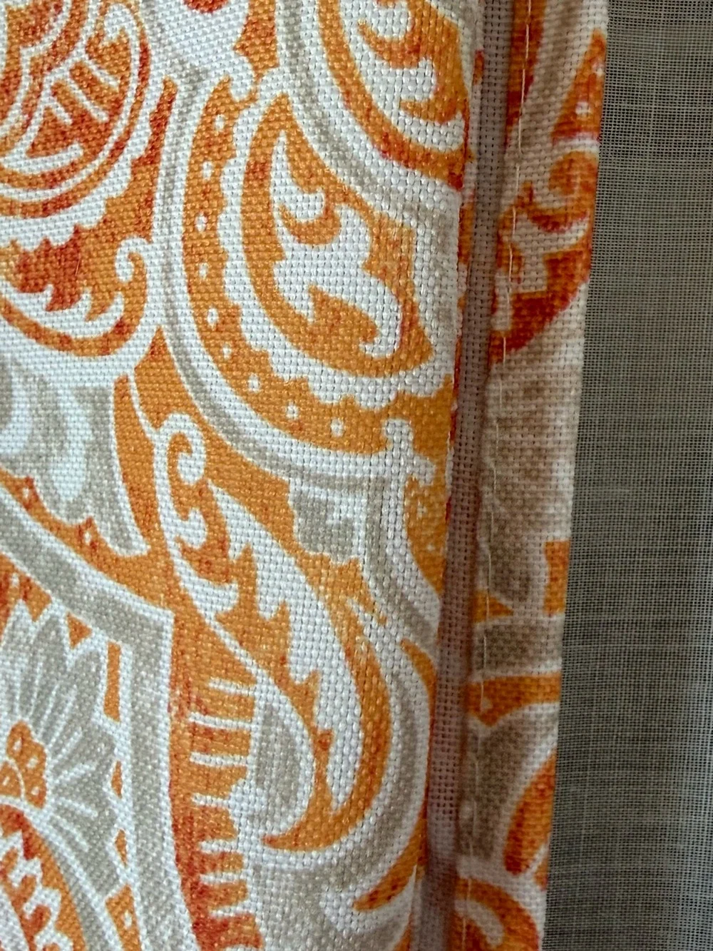 🍊☀️ Cynthia Rowley Orange & Taupe Large Rectangle Tablecloth ☀️🍂